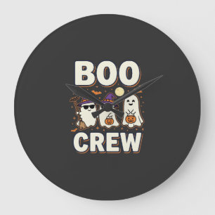 Boo Crew Halloween-Geister Vektor-Design_1 Große Wanduhr