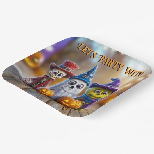 Boo Crew Halloween-Party Ghost Skelettmonster Pappteller (Gewinkelt)