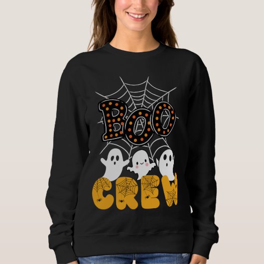 Boo Crew Halloween Sweatshirt mit Niedlichen Geist (Vorderseite)