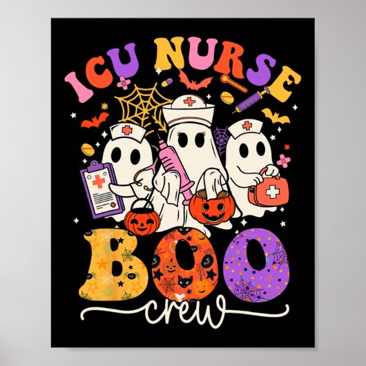 Boo Crew Kostüm Funny Nurse Ghost Halloween Poster (Vorne)