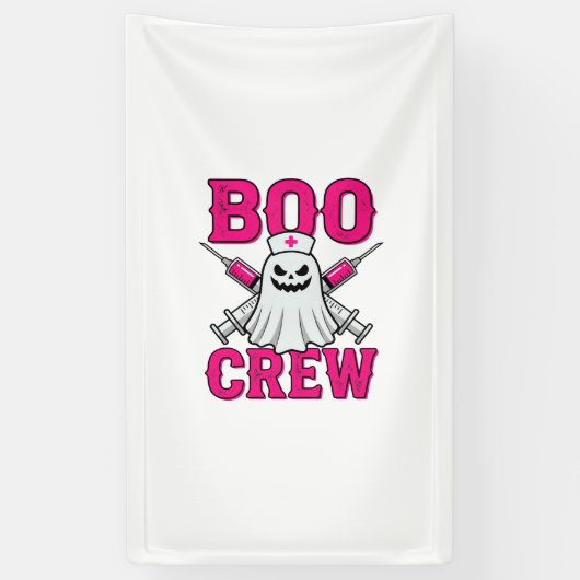 Boo Crew Krankenschwester Geist Halloween Banner (Vertikal)