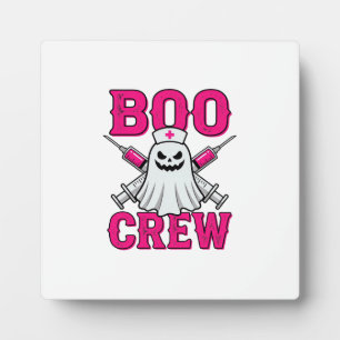 Boo Crew Krankenschwester Geist Halloween Fotoplatte