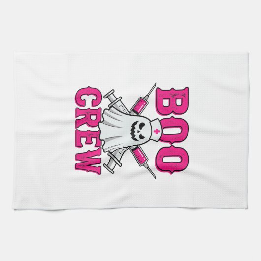 Boo Crew Krankenschwester Geist Halloween Geschirrtuch (Horizontal)