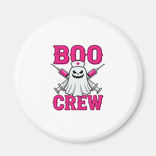 Boo Crew Krankenschwester Geist Halloween Magnet (Vorne)