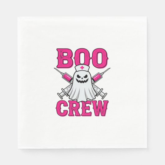 Boo Crew Krankenschwester Geist Halloween Serviette (Vorderseite)