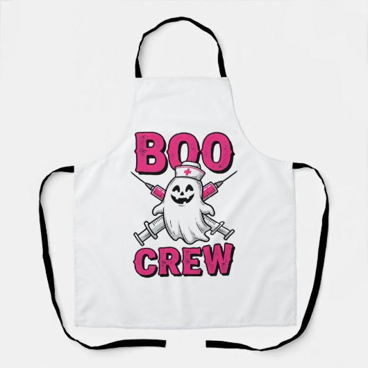 Boo Crew Krankenschwester Geist Halloween Vektor D Schürze (Vorderseite)