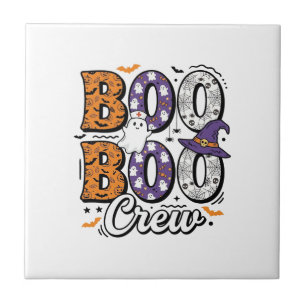 Boo Crew Krankenschwester Halloween Vintage Shirt Fliese