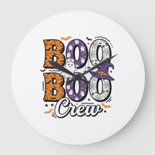 Boo Crew Krankenschwester Halloween Vintage-Shirt- Große Wanduhr