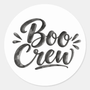 Boo Crew Lustige Halloween-Wasserfarben-Lettering Runder Aufkleber