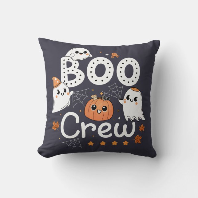 Boo Crew Niedlich Halloween Geister und Pumpkin Kissen (Vorderseite)