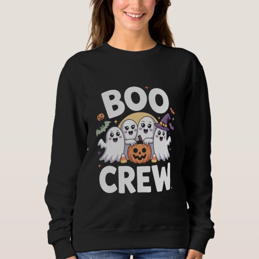 Boo Crew Niedlich Spooky Halloween Sweatshirt (Vorderseite)