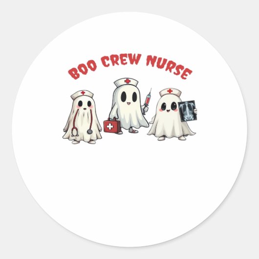 BOO CREW NURSE Essenzieller T - Shirt Runder Aufkleber (Vorderseite)