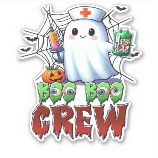 Boo Crew Nurse Halloween Ghost Funny Classic T Aufkleber (Vorderseite)