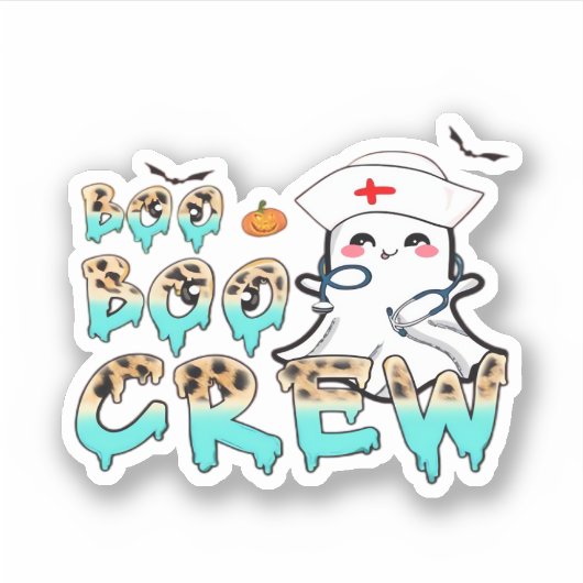Boo Crew Nurse Halloween Ghost Funny Classic T Aufkleber (Vorderseite)