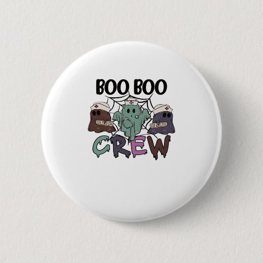 Boo Crew Nurse Halloween Ghost Funny Classic T Button (Vorderseite)
