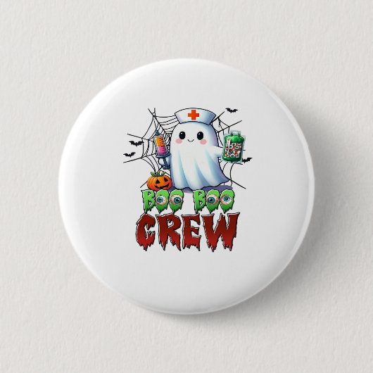 Boo Crew Nurse Halloween Ghost Funny Classic T Button (Vorderseite)