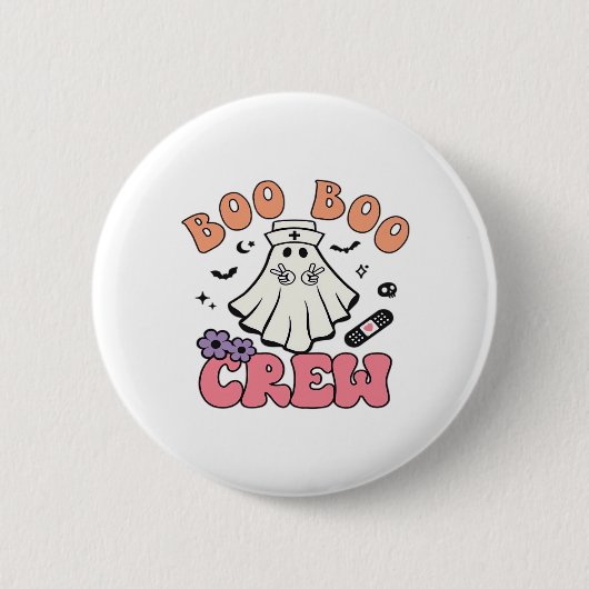 Boo Crew Nurse Halloween Ghost Funny Classic T Button (Vorderseite)