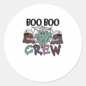Boo Crew Nurse Halloween Ghost Funny Classic T Runder Aufkleber (Vorderseite)