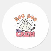 Boo Crew Nurse Halloween Ghost Funny Classic T Runder Aufkleber (Vorderseite)