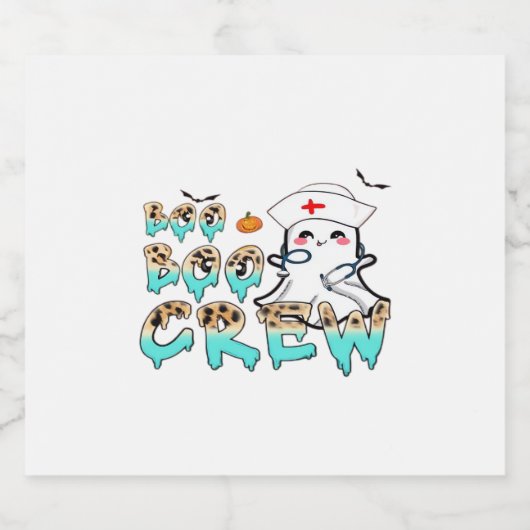 Boo Crew Nurse Halloween Ghost Funny Classic T Schaumweinetikett (Einzelnes Label)