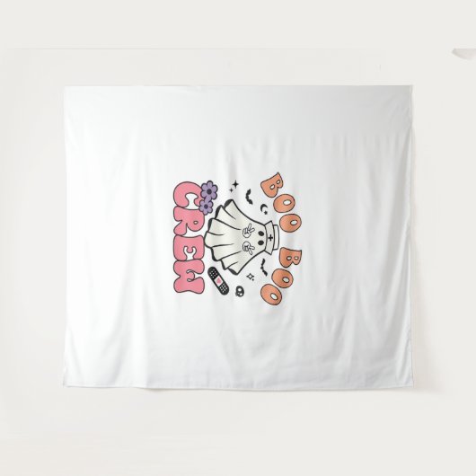 Boo Crew Nurse Halloween Ghost Funny Classic T Wandteppich (Vorderseite (Horizontal))