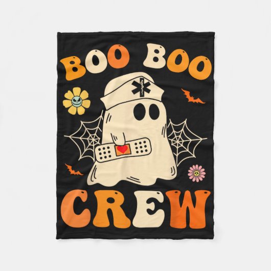 Boo Crew Nurse Shirt Funny Ghost Retro Hallowe Fleecedecke (Vorderseite)