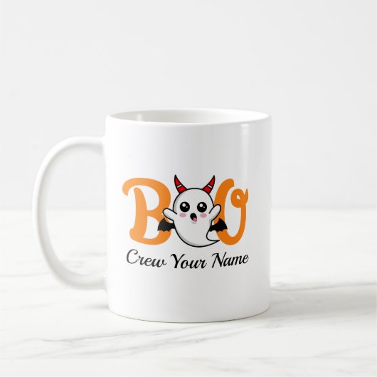 Boo Crew Orange Halloween Familie Personalisiert Kaffeetasse (Links)