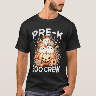 Boo Crew Pre K Lehrer Halloween Geist Wildblume  T-Shirt
