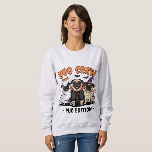 Boo Crew – Pug Edition | Cute Halloween Dog Design Sweatshirt (Vorne ganz)
