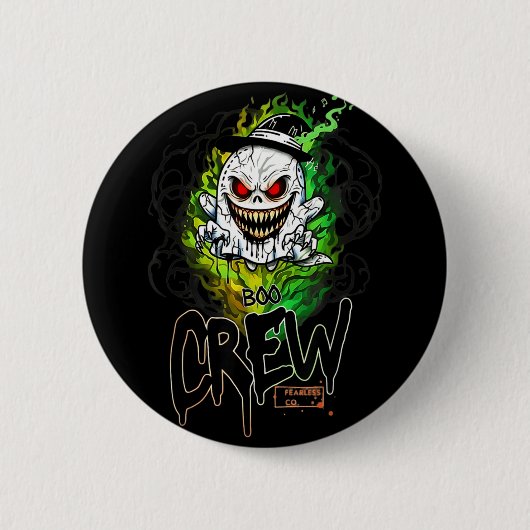 Boo-Crew schwarzer Geist Halloween-Geist Geist Bek Button (Vorderseite)