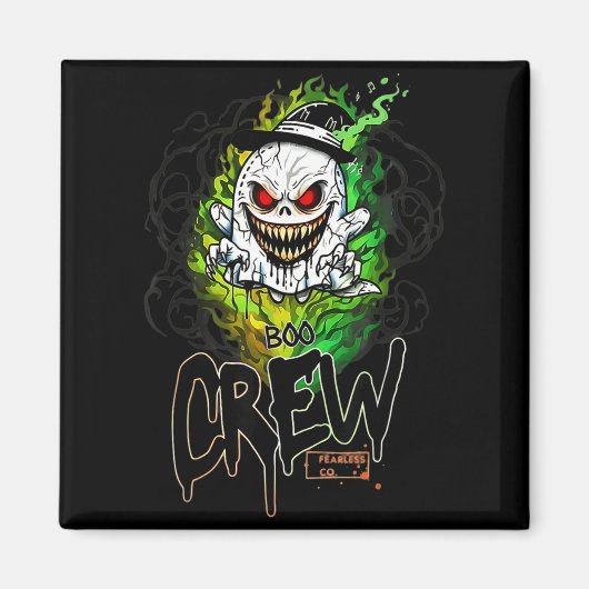 Boo-Crew schwarzer Geist Halloween-Geist-Geist-Bek Magnet (Vorne)