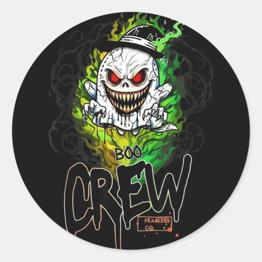 Boo-Crew schwarzer Geist Halloween-Geist Geist Bek Runder Aufkleber (Vorderseite)