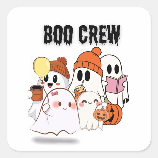 Boo Crew Shirt | Niedlich Ghost Squad Halloween Quadratischer Aufkleber (Vorderseite)