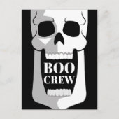Boo Crew Skull Halloween Schwarz und Weiß Spooky Postkarte (Vorderseite)