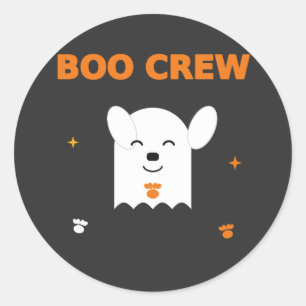 Boo Crew – Süßer Geisterhund Halloween Runder Aufkleber