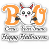 Boo Crew Vampire Halloween individuelle Name Aufkleber (Vorderseite)