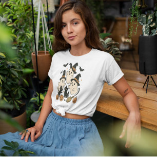 Boo Crew Witchy Ghosts Black Cats Kawaii Hallowen T-Shirt