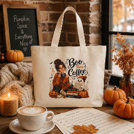 Boo Dann Kaffee Halloween Musiklehrer Jumbo Stoffbeutel