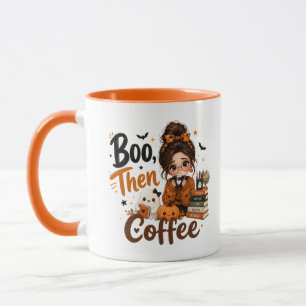 Boo, dann Kaffee Orange Halloween-Lehrer-Tasse Tasse