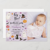 Boo Day 1. Geburtstag Einladung | Niedlich Ghost H (Vorne/Hinten)