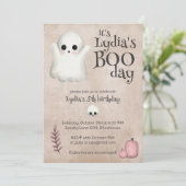 Boo Day Kawaii Ghost Halloween Geburtstag Einladung (Stehend Vorderseite)