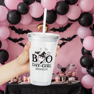 Boo Day Mädchen Pink Halloween Geburtstag Acryltrinkbecher