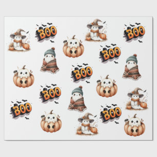 BOO Day Niedlich Watercolor Ghost Fall Wrapping Pa Geschenkpapier