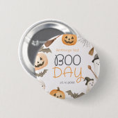 Boo Day Spooky Halloween Birthday Button (Vorne & Hinten)