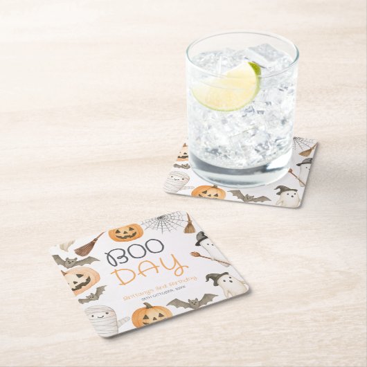 Boo Day Spooky Halloween Birthday Rechteckiger Pappuntersetzer (Vor Ort)