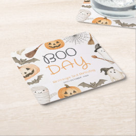 Boo Day Spooky Halloween Birthday Rechteckiger Pappuntersetzer