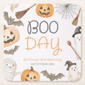 Boo Day Spooky Halloween Birthday Rechteckiger Pappuntersetzer (Vorderseite)