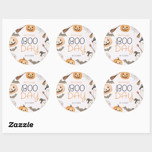 Boo Day Spooky Halloween Birthday Runder Aufkleber (Blatt)