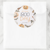 Boo Day Spooky Halloween Birthday Runder Aufkleber (Tasche)
