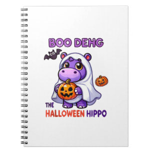 Boo Deng Das Halloween Hippo Niedlich Bouncy Pig C Notizblock